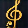 Musical notes and gear icon for music production service