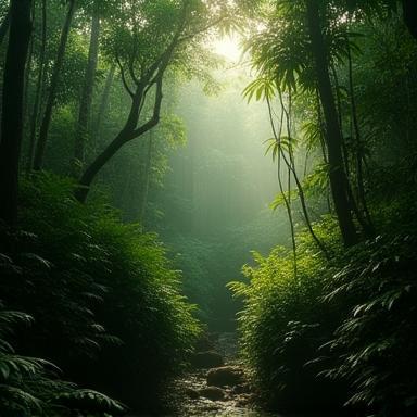 Still frame from short film 'Amazônia Perdida' showcasing lush forest